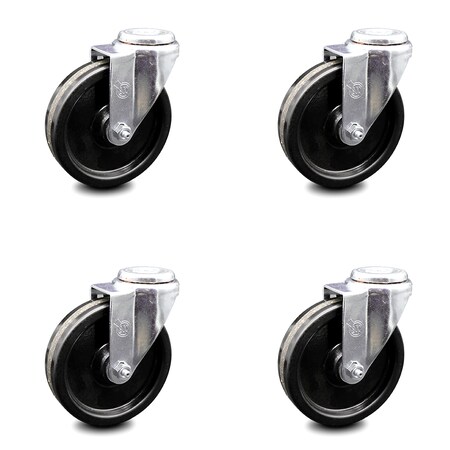 Service Caster 5 Inch Phenolic Wheel Swivel Bolt Hole Caster Set SCC-BH20S514-PHS-4